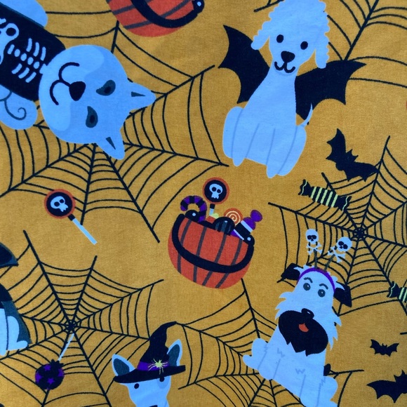 Serene Uniforms Orange Halloween Dogs Puppy Scrub Top XL Trick Or Treat - Picture 6 of 6